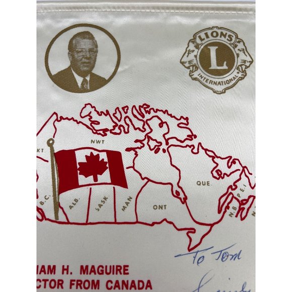 1977 Lions Club International Banner Director From Canada Signed William Maguire - Picture 2 of 4